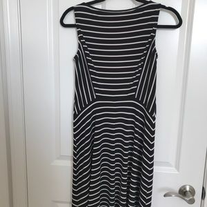 Chaps Stretch Striped Black and White Dress